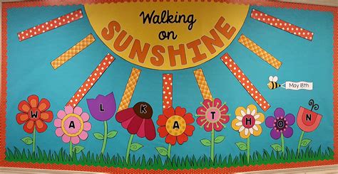Walking on Sunshine bulletin board | Summer bulletin boards, Preschool