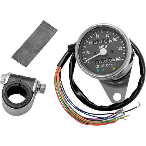 Drag Specialties Mini Mechanical Speedometer With Led Indicator Lights