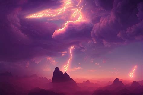 Premium Photo Anime Art Style Red Lightening Storm Background Image
