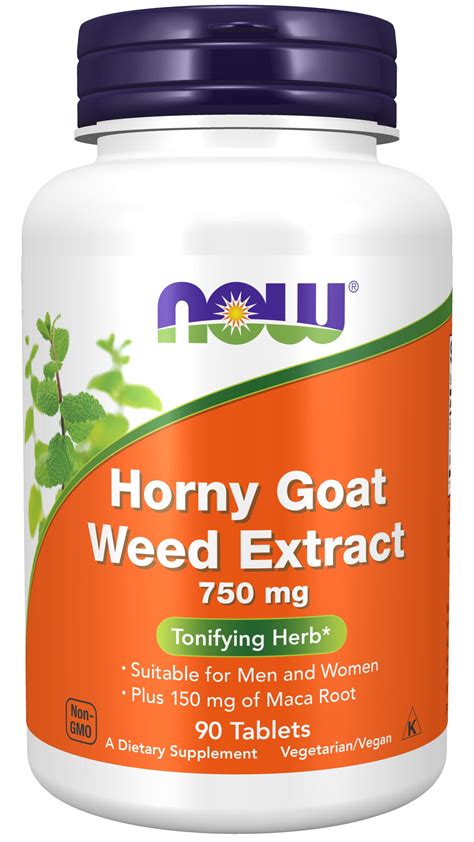Now Supplements Horny Goat Weed Extract 750 Mg Plus 150 Mg Of Maca Root Tonifying Herb 90