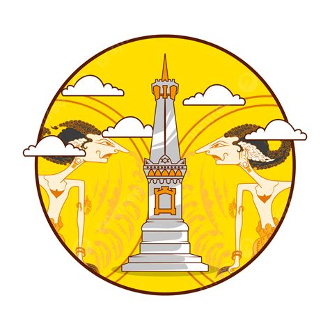 Premium Vector L Tugu Jogja Drawn Logo Monument Cartoon Wayang