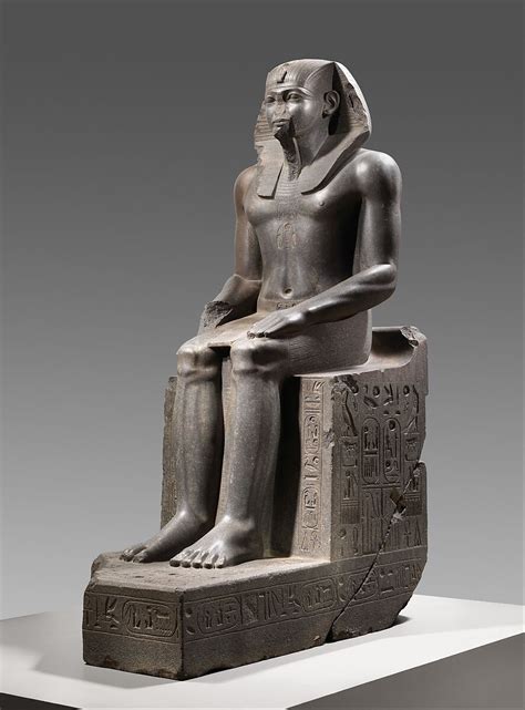Statue Of Egyptian Art Seated Statue Of Imhotep Holding An Open Papyrus