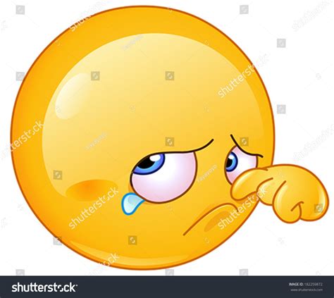 Sad Emoticon Wiping Tear Stock Vector 182259872 Shutterstock