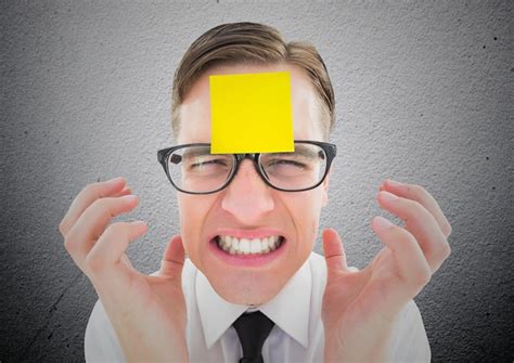 Premium Photo Frustrated Businessman With Blank Sticky Note On His Forehead