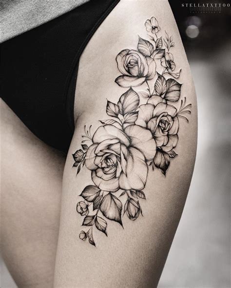 40 Elegant Unique Flower Thigh Tattoos Design For Women Thigh Tattoo
