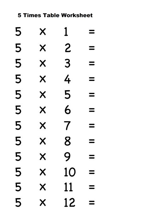 Multiplication By 5 Worksheets Free Printable Worksheet
