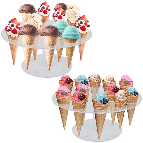 Buy KUS Pack Acrylic Ice Cream Cone Holder Stand With Holes Clear Acrylic Waffle Cone Stand