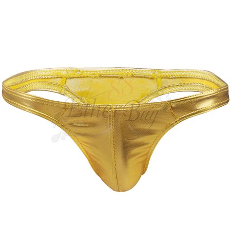 Sexy Mens G String Metallic Bikini Briefs Shiny T Back Thong Underwear
