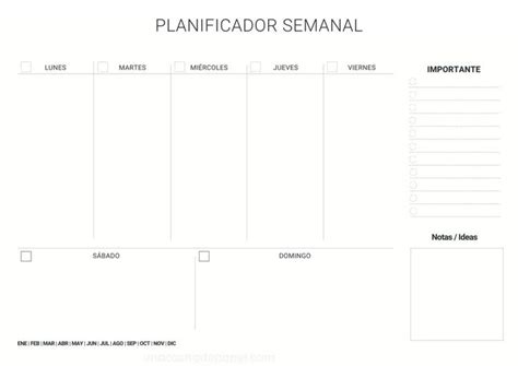 Planificador Semanal Para Imprimir Planificador Semanal Para