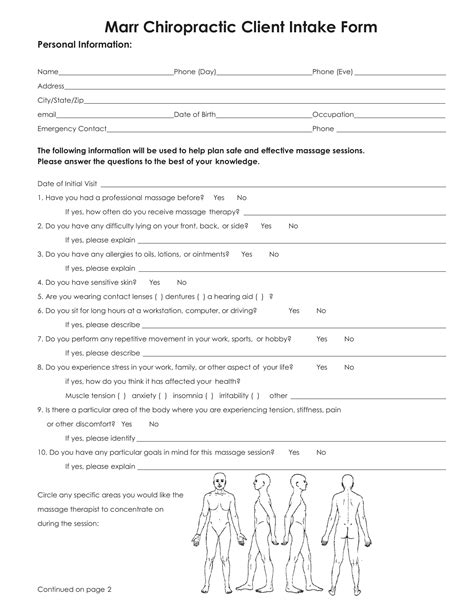 chiropractic intake forms   ms word