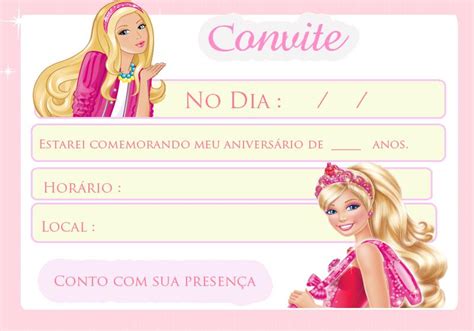 Convites Da Barbie 60 Ideias Fantásticas And Modelos Para Imprimir Grátis