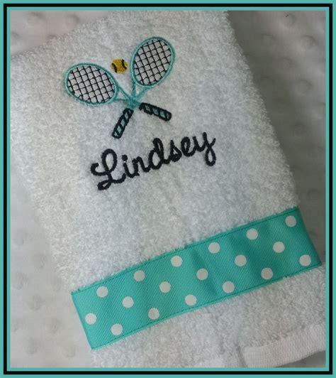 Tennis Towel With Crossed Rackets Light Teal With Name Etsy In 2021