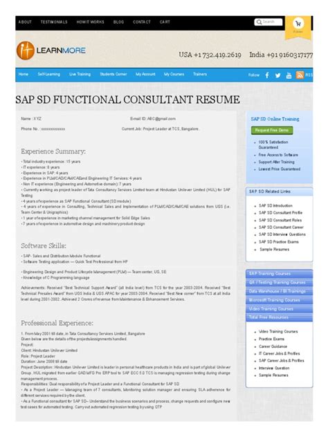 Oracle consultant resume examples & samples prepare functional design specifications to define interfaces, reports, workflow and extensions. SAP SD Functional Consultant Resume Sample - SAP, Oracle ...