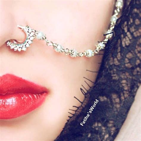 Indian Nose Ring Nose Ring Chain Nath Bridal Nose Ring Etsy Nose Jewelry Bridal Nose Ring