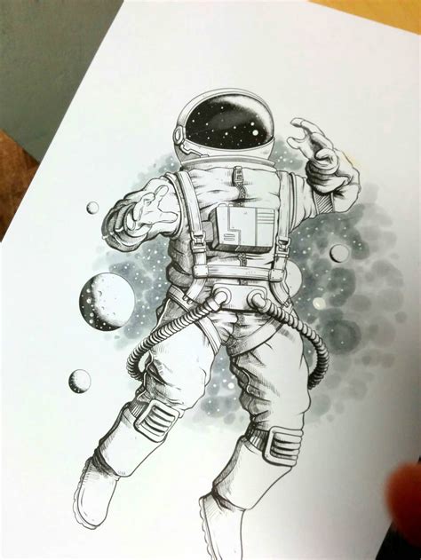 How To Draw An Astronaut Floating In Space At How To Draw
