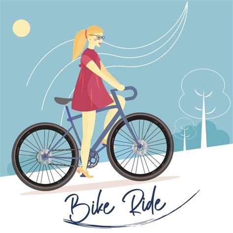 Premium Vector Woman Riding A Bicycle Healthy Lifestyle Vector