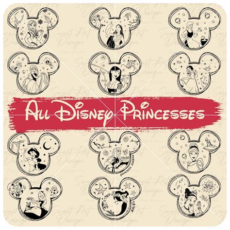 All Disneyy Princesses SVG Princesses Bundle SVG Princesse Inspire