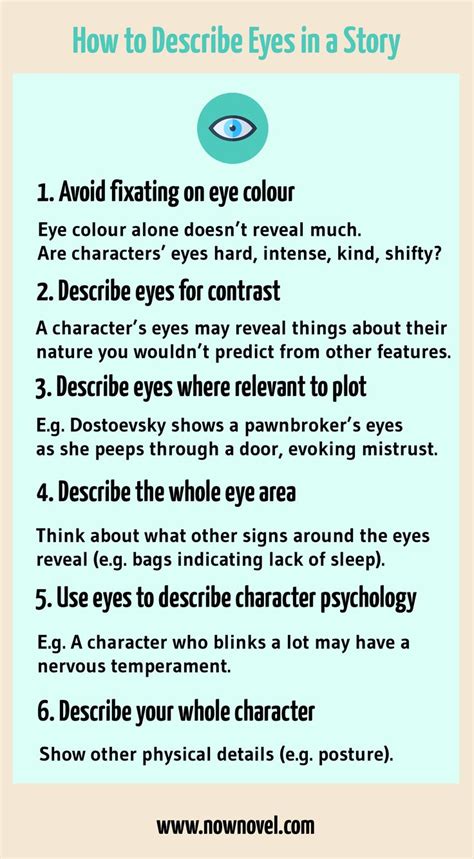 I can't believe i missed that one, too, especially knowing how much i love cheesy food. Infographic: How to describe eyes in a story | Now Novel ...