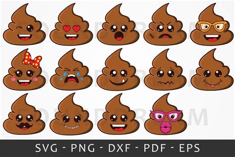 Poop Emoji Clipart Bundle