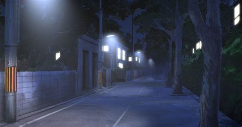 Dark Anime Street At Night Background Landscape In 2021 Anime