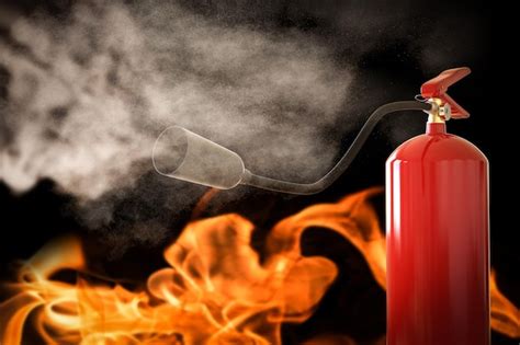 Premium Photo Fire Extinguisher Spraying On Fire
