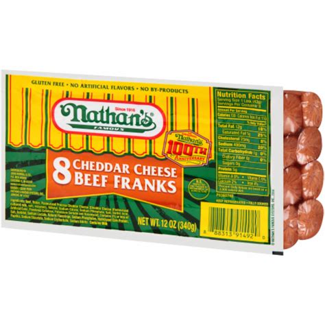 Nathan S Famous Cheddar Cheese Beef Franks Ct Oz Fred Meyer