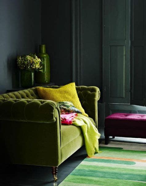 Color On Trend Deep Mossy Olive Green Green Sofa Green Rooms