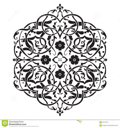 circular-pattern-islamic-ethnic-ornament-for-pottery,-tiles,-textiles,-tattoos-stock-vector