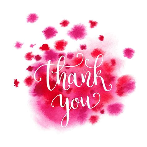 Watercolor Thank You Hand Lettering Splash Background Stock