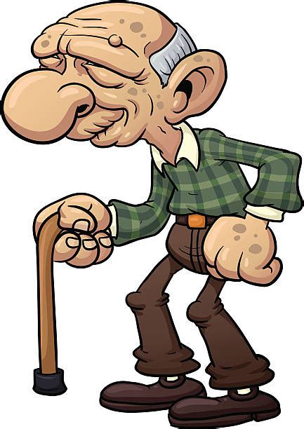 Cartoon Of The Old Man With Cane Illustrations Royalty Free Vector