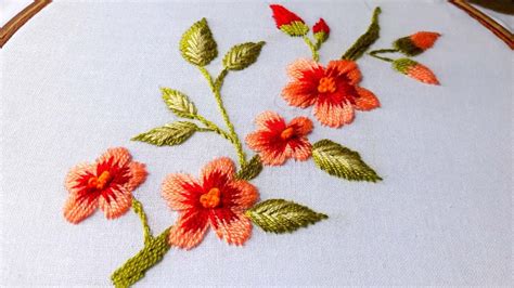 This is a method in which both the front and the underside look the same. Hand embroidery flower design by cherry blossom. - YouTube
