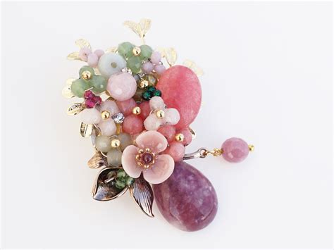 Gemstone Brooch Handmade Brooch Flower Brooch Tree Brooch Etsy