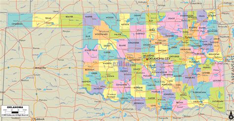 Detailed Political Map of Oklahoma - Ezilon Maps