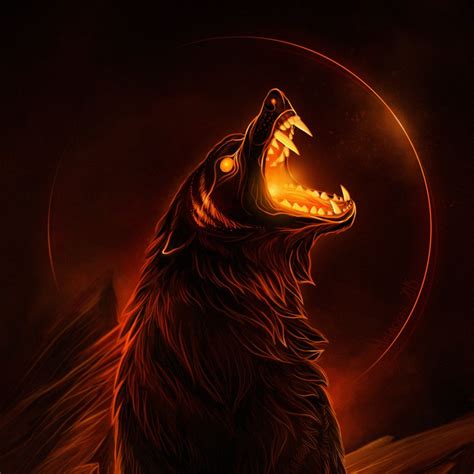 Create Meme Red Fenrir The Howling Wolf Art The Fire Wolf Art