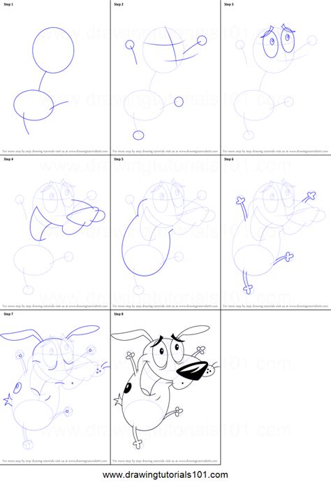 How To Draw Courage From Courage The Cowardly Dog Printable Step By