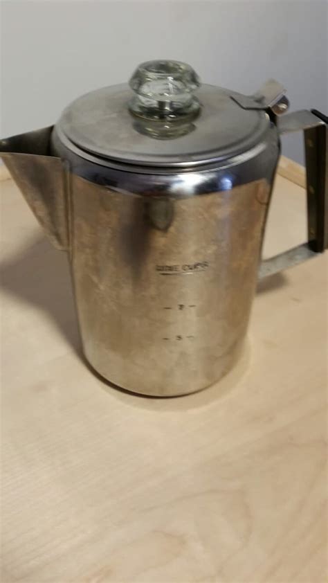 Vintage Stove Top Percolator Coffee Pot Stainless Steel