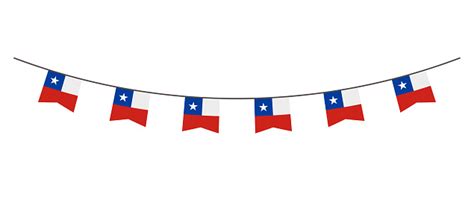 Bunting Decoration In Colors Of Chile Flag Garland Pennants On A Rope
