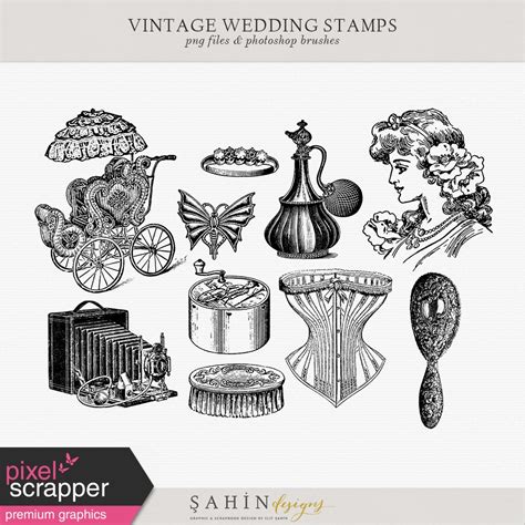 Vintage Wedding Stamps By Elif Şahin Graphics Kit Digitalscrapbook