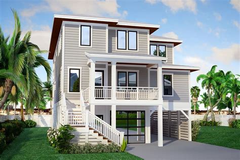 Plan 15250nc Contemporary Beach House Plan With Elevator In 2021