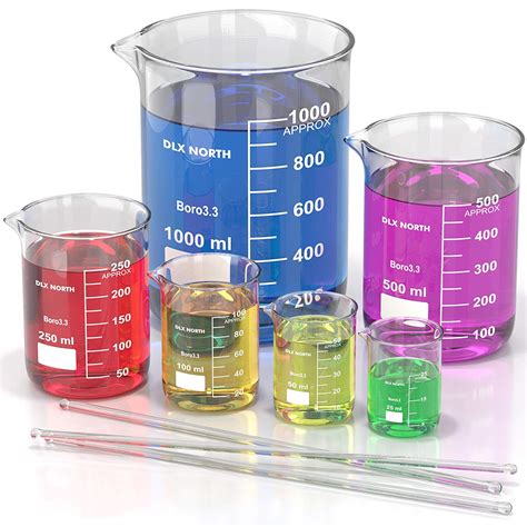 Borosilicate Glass Beaker Set Pack Of Graduated Low Form Measuring Beakers In Various