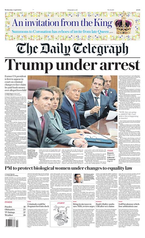 Daily Telegraph Front Page 5th Of April 2023 Tomorrow S Papers Today
