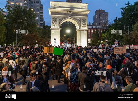 Competing rallies by pro-Palestine and pro-Israel on Washington Square