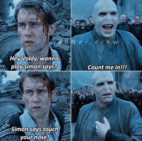Touch Your Nose 👃🏻 Harry Potter Voldemort Harry Potter Jokes Harry Potter Mems