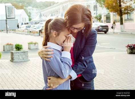 Little Girl Crying Mother Comforting Hi Res Stock Photography And