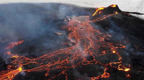 Drone Captures Footage Of Icelandic Volcano After Eruption Youtube