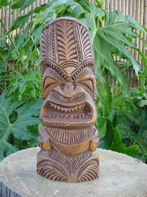 Vintage Hand Carved Hawaiian Tiki Statue Polynesian Wood