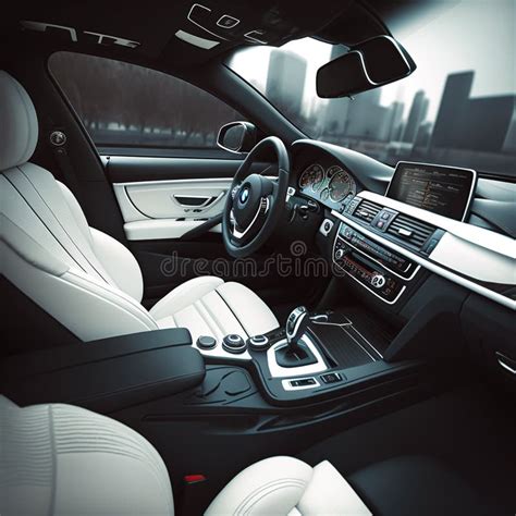 The Interior Of An Exclusive Car Modern Car Interior With White