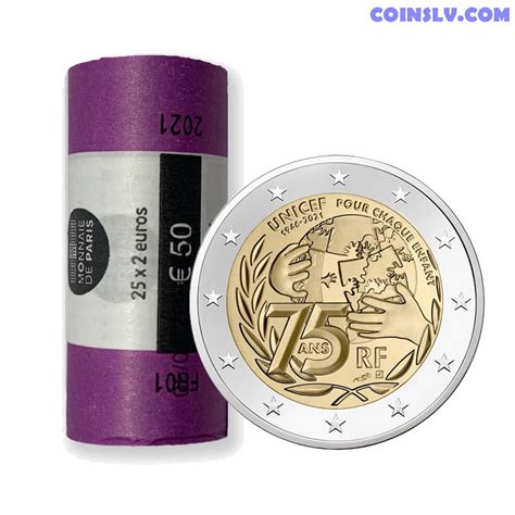 France 2021 Roll 2 Euro Unicef X25 Coins