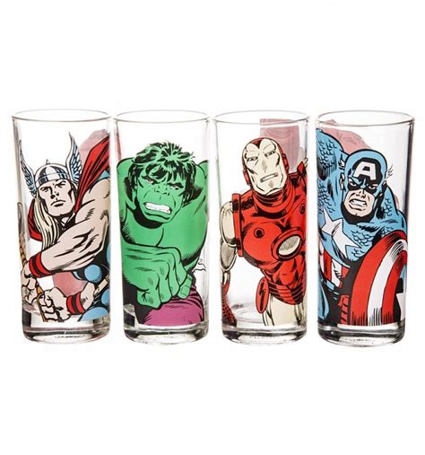 Set Of Four Marvel Characters Glasses