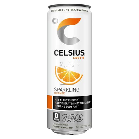 Celsius Sparkling Orange Energy Drink Zero Sugar 12oz Slim Can